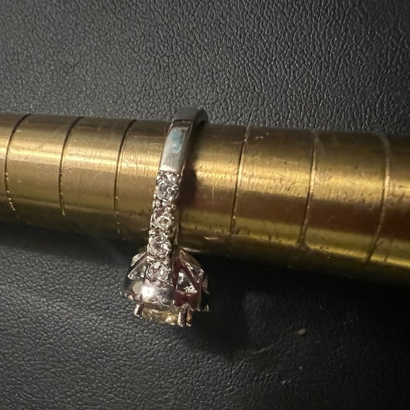 Elegant Silver and Yellow Diamond Ring Adjustable Size 5.5 - Picture 5 of 6